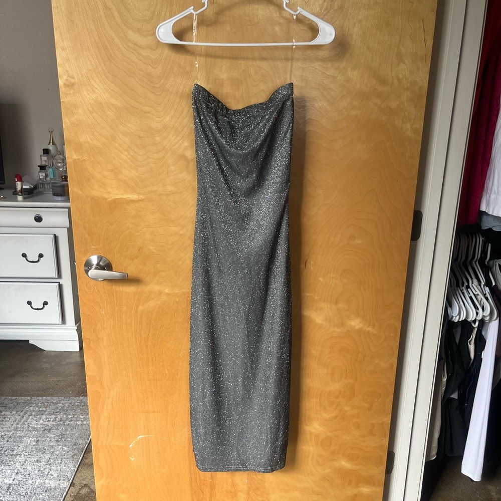 Silver/Sparkly Strapless Dress